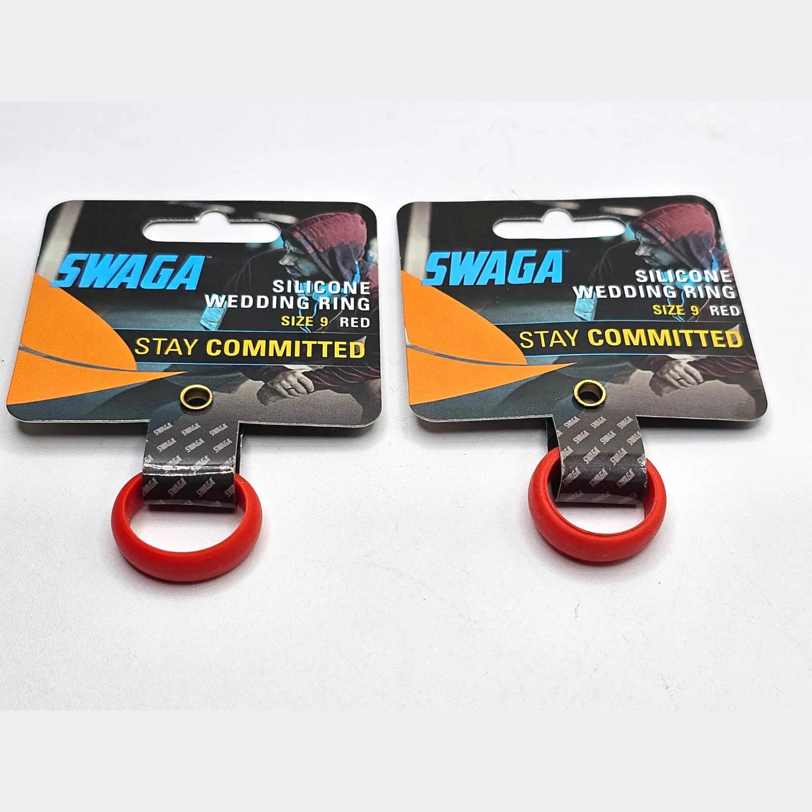 Swaga Silicone Wedding Ring 9, 10 Black, Red Grey Blue Tie Dye 2 Pcs NEW
