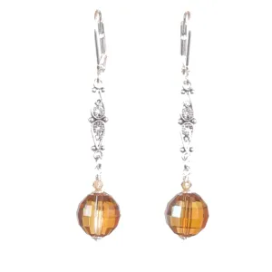 Swarovski Copper Crystal Ball Sterling Silver Drop Earrings