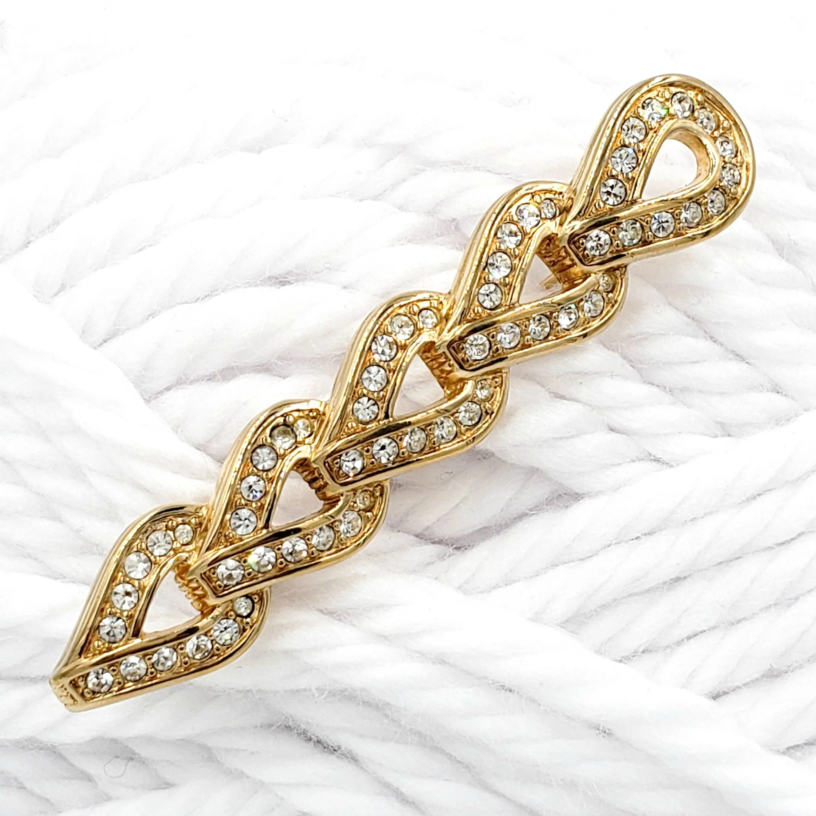 Swarovski Crystal Bar Pin Brooch with Swan Logo