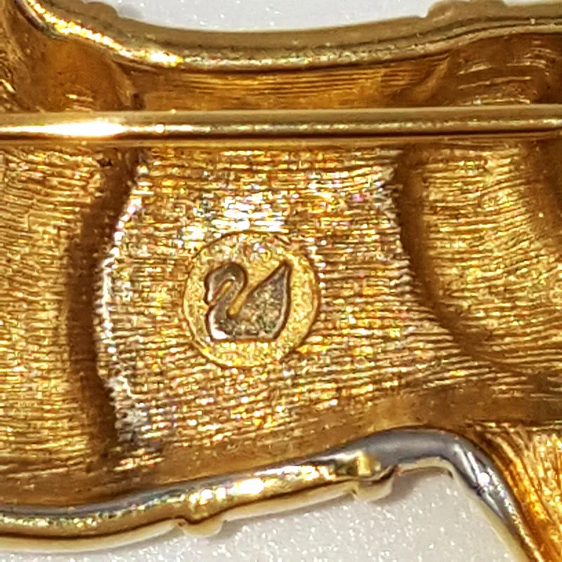 Swarovski Crystal Horse Brooch with Swan Logo and Pave Set Crystals