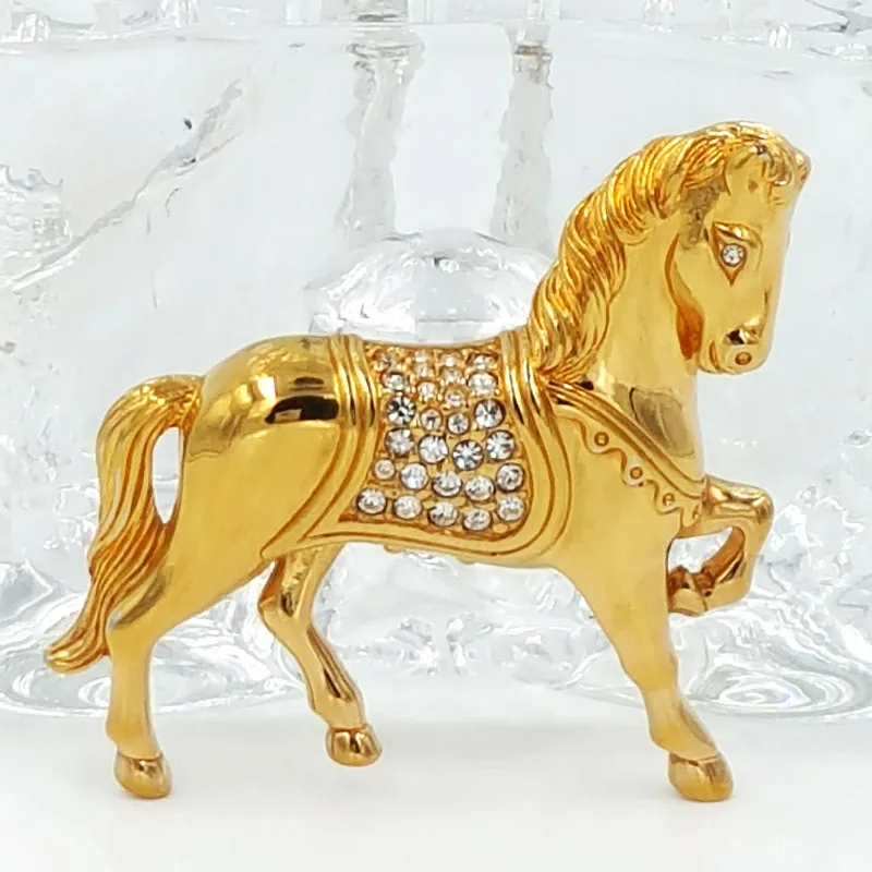 Swarovski Crystal Horse Brooch with Swan Logo and Pave Set Crystals
