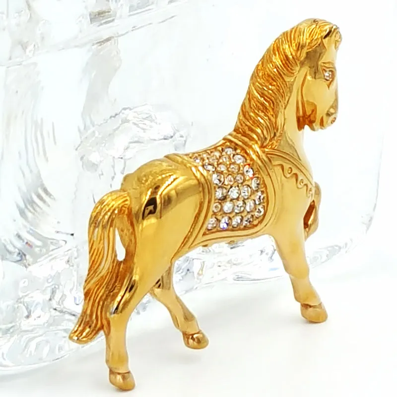 Swarovski Crystal Horse Brooch with Swan Logo and Pave Set Crystals