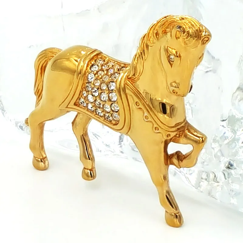 Swarovski Crystal Horse Brooch with Swan Logo and Pave Set Crystals