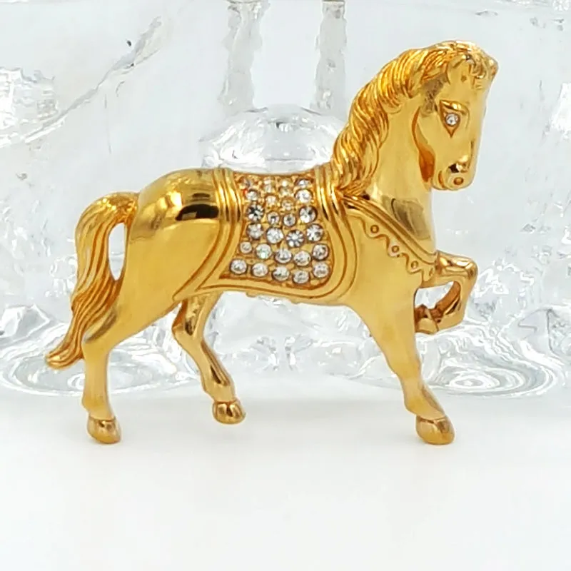 Swarovski Crystal Horse Brooch with Swan Logo and Pave Set Crystals