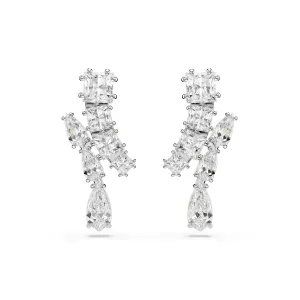 Swarovski Rhodium Matrix Mixed Cut Drop Earrings