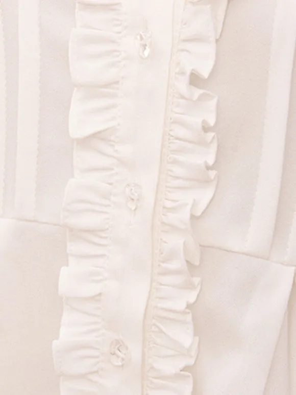 Sweet Lolita Blouses Bows Lace Long Sleeves Lolita Top Blouse Bow White Lolita Shirt