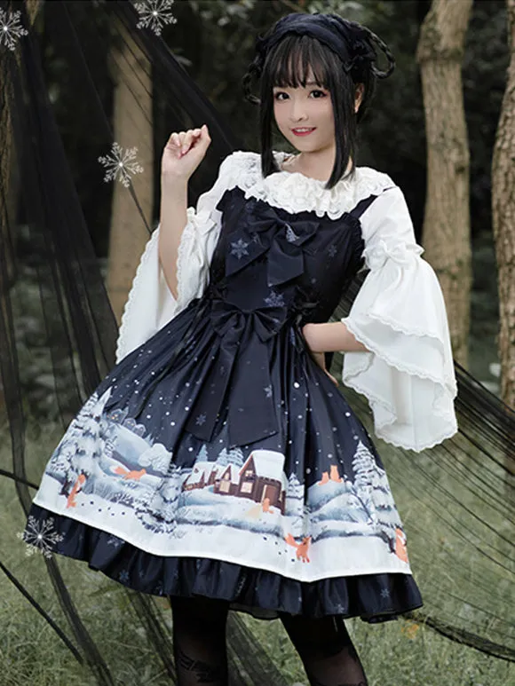 Sweet Lolita Blouses Bows Lace Long Sleeves Lolita Top Blouse Bow White Lolita Shirt