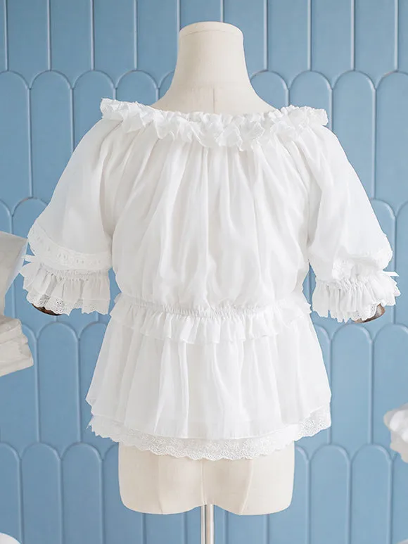 Sweet Lolita Blouses Lolita Top White Long Sleeves Ruffles Lolita Shirt