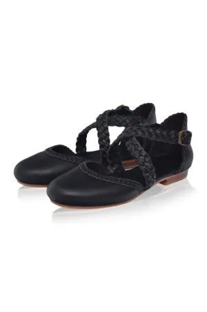 Tallulah Braided Leather Flats in Ivory