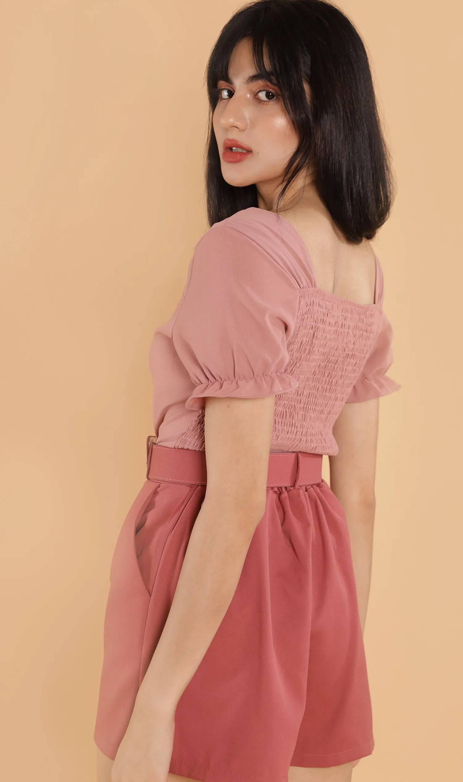 TANSY Square-Neck Top (Dusty Pink)