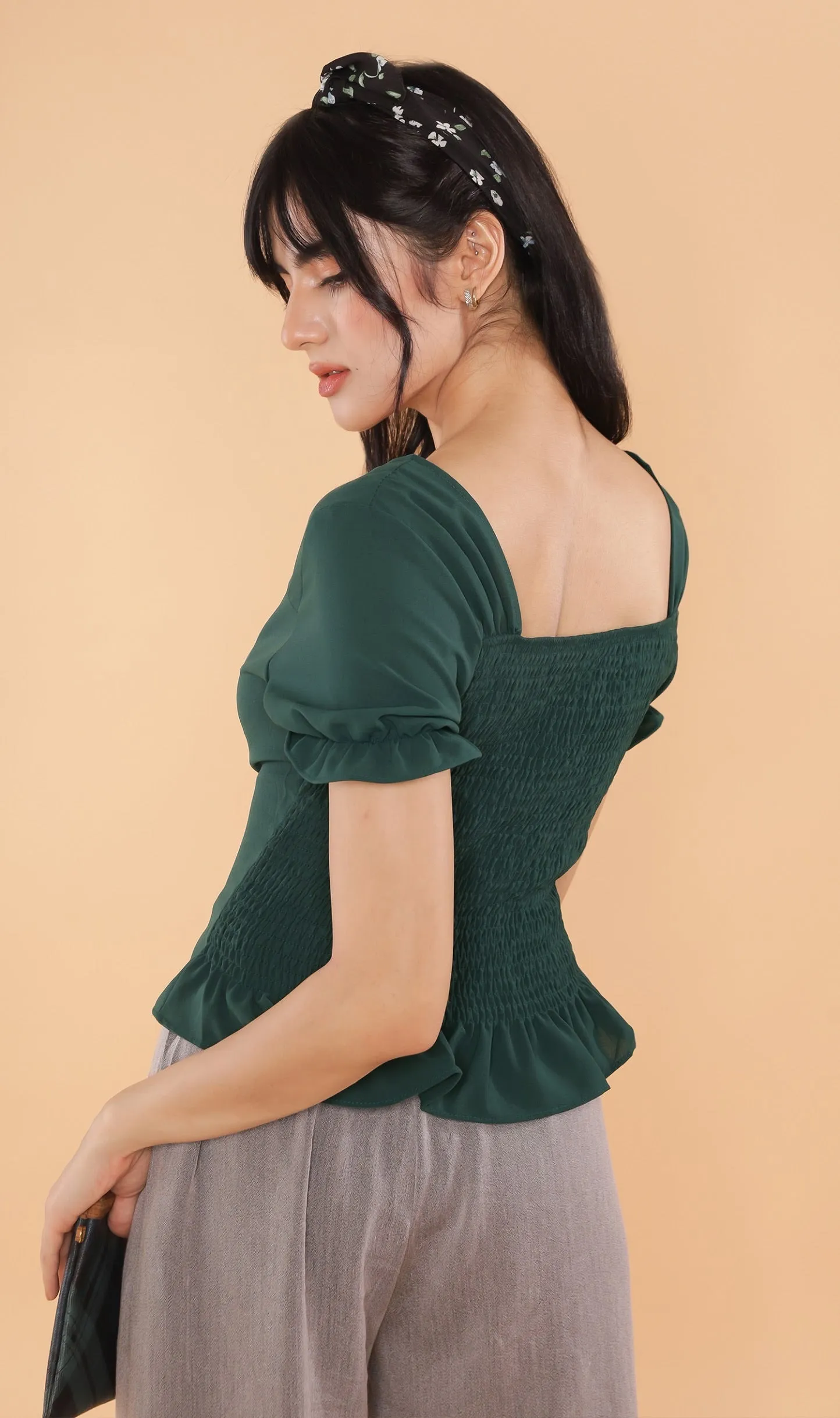 TANSY Square-Neck Top (Emerald)