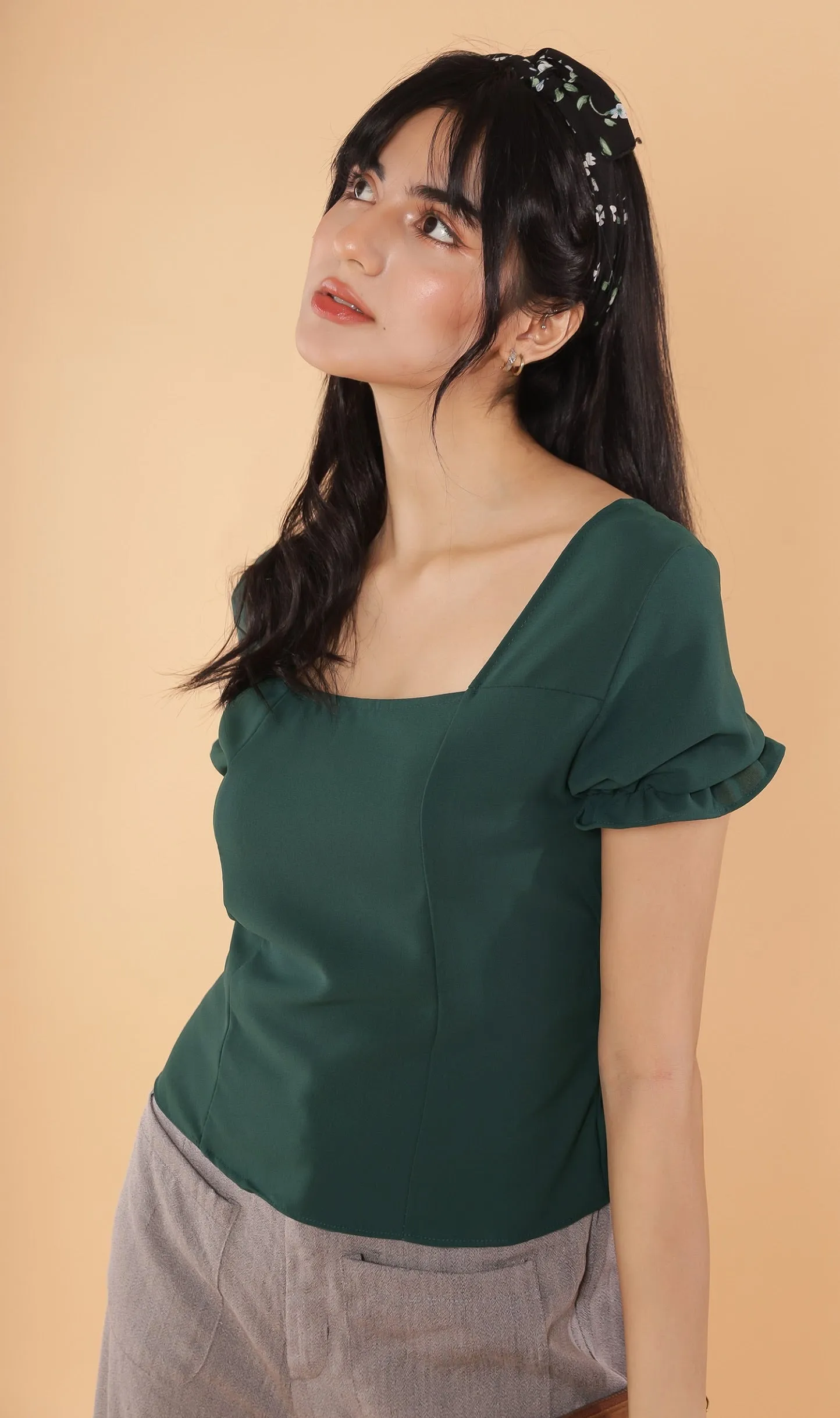 TANSY Square-Neck Top (Emerald)