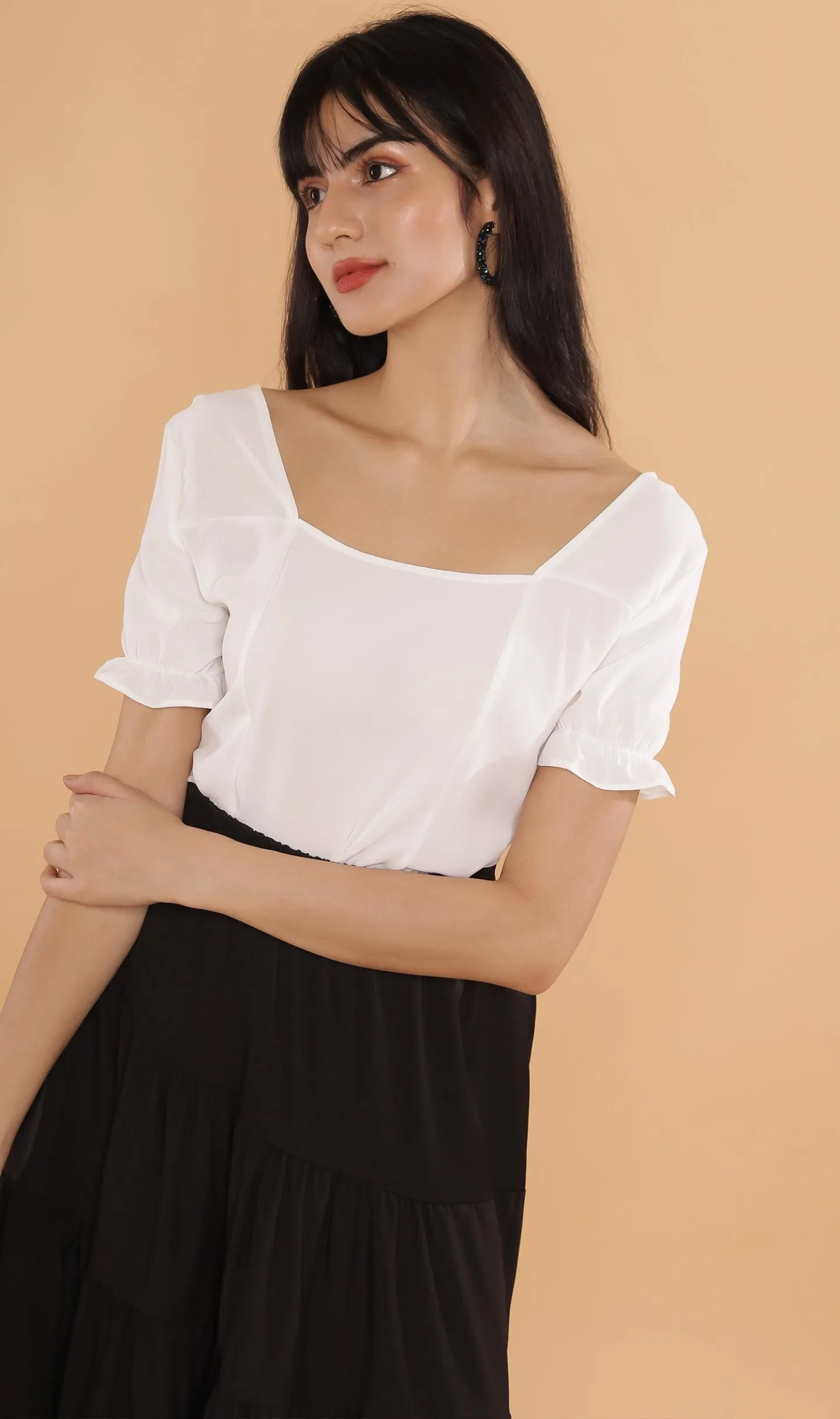 TANSY Square-Neck Top (White)