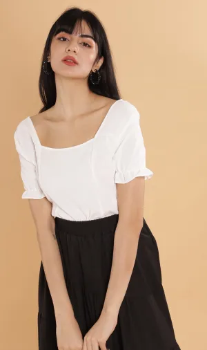 TANSY Square-Neck Top (White)