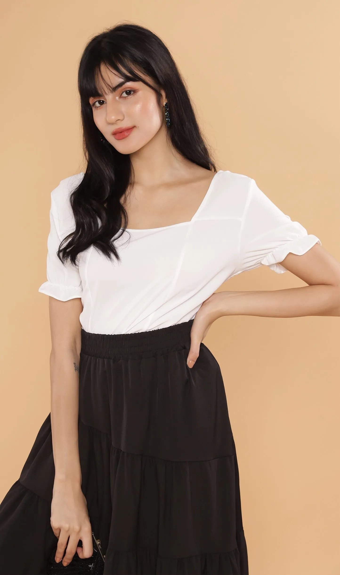 TANSY Square-Neck Top (White)