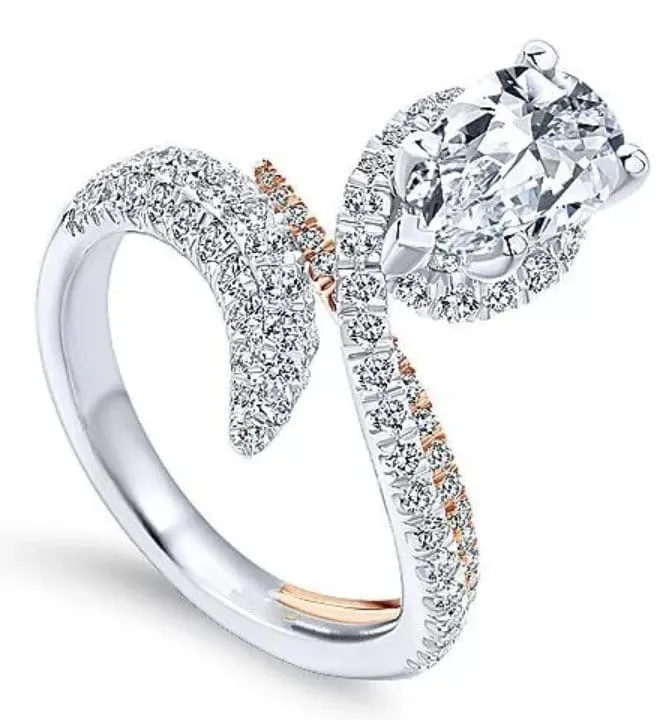 Teardrop Ring | Diamond Snake Ring | Engagement Ring | Snake Ring | Teardrop Engagement Rings | Pear Shaped Engagement Ring | Pear Ring