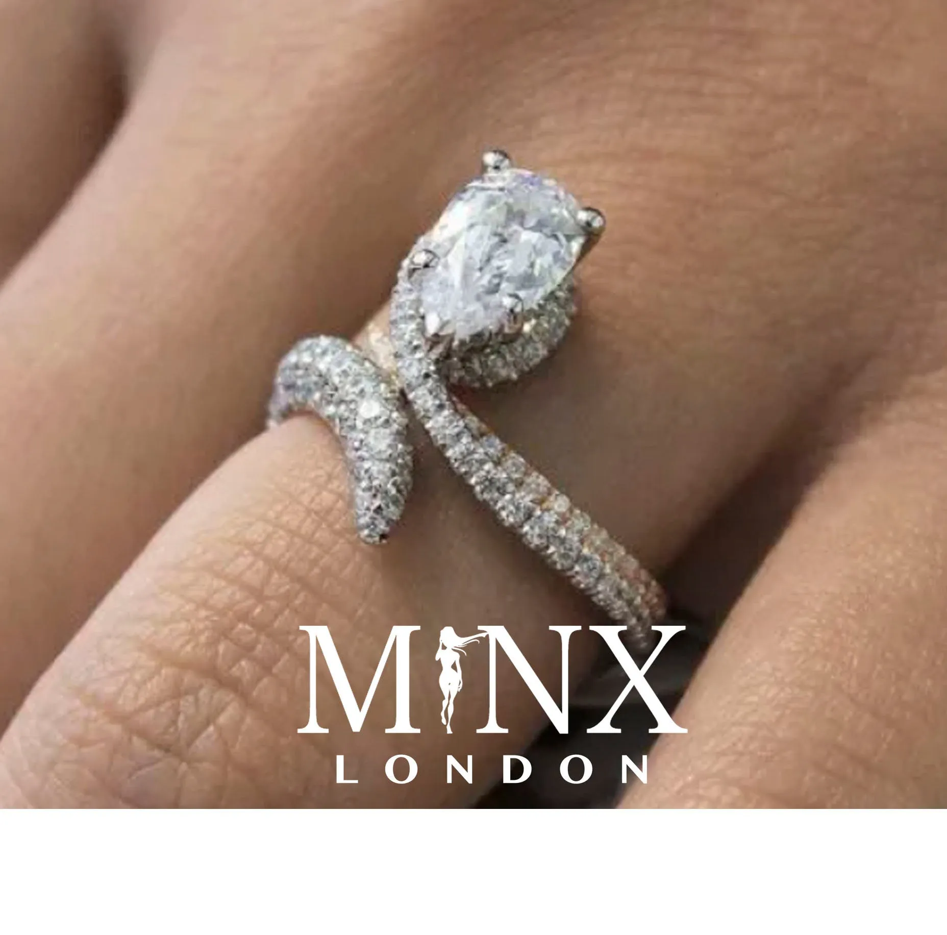 Teardrop Ring | Diamond Snake Ring | Engagement Ring | Snake Ring | Teardrop Engagement Rings | Pear Shaped Engagement Ring | Pear Ring