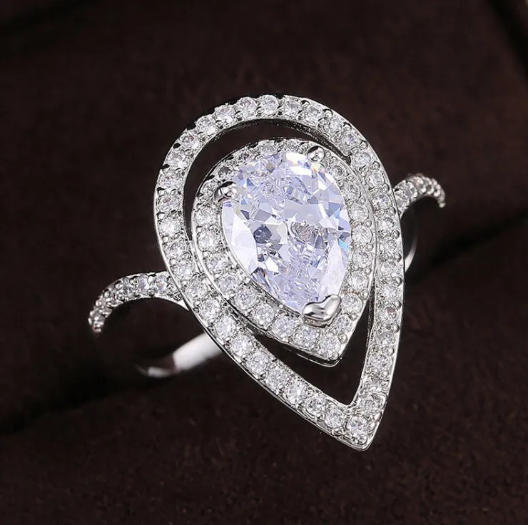 Teardrop Ring | Pear Cut Ring | Tear Drop ring | Pear shape ring | Halo Rings | Eternity Ring | Halo Ring | engagement ring | iced out ring