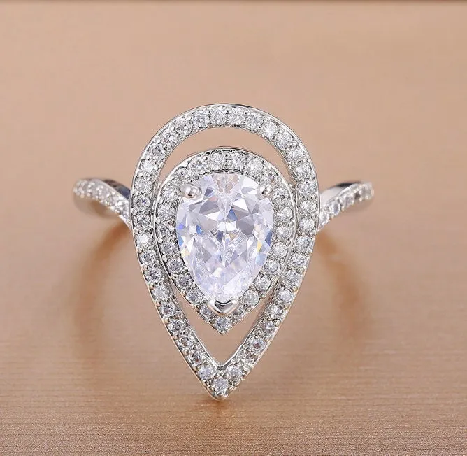 Teardrop Ring | Pear Cut Ring | Tear Drop ring | Pear shape ring | Halo Rings | Eternity Ring | Halo Ring | engagement ring | iced out ring