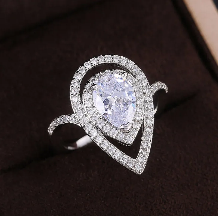 Teardrop Ring | Pear Cut Ring | Tear Drop ring | Pear shape ring | Halo Rings | Eternity Ring | Halo Ring | engagement ring | iced out ring