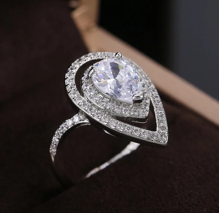 Teardrop Ring | Pear Cut Ring | Tear Drop ring | Pear shape ring | Halo Rings | Eternity Ring | Halo Ring | engagement ring | iced out ring