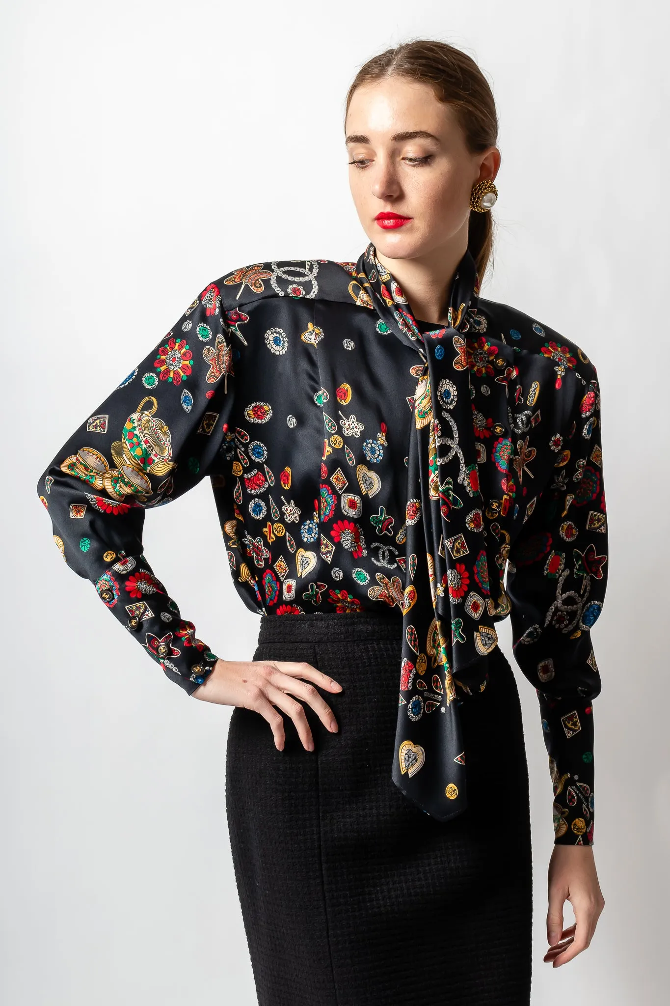 Teatime Jewels Silk Scarf Blouse