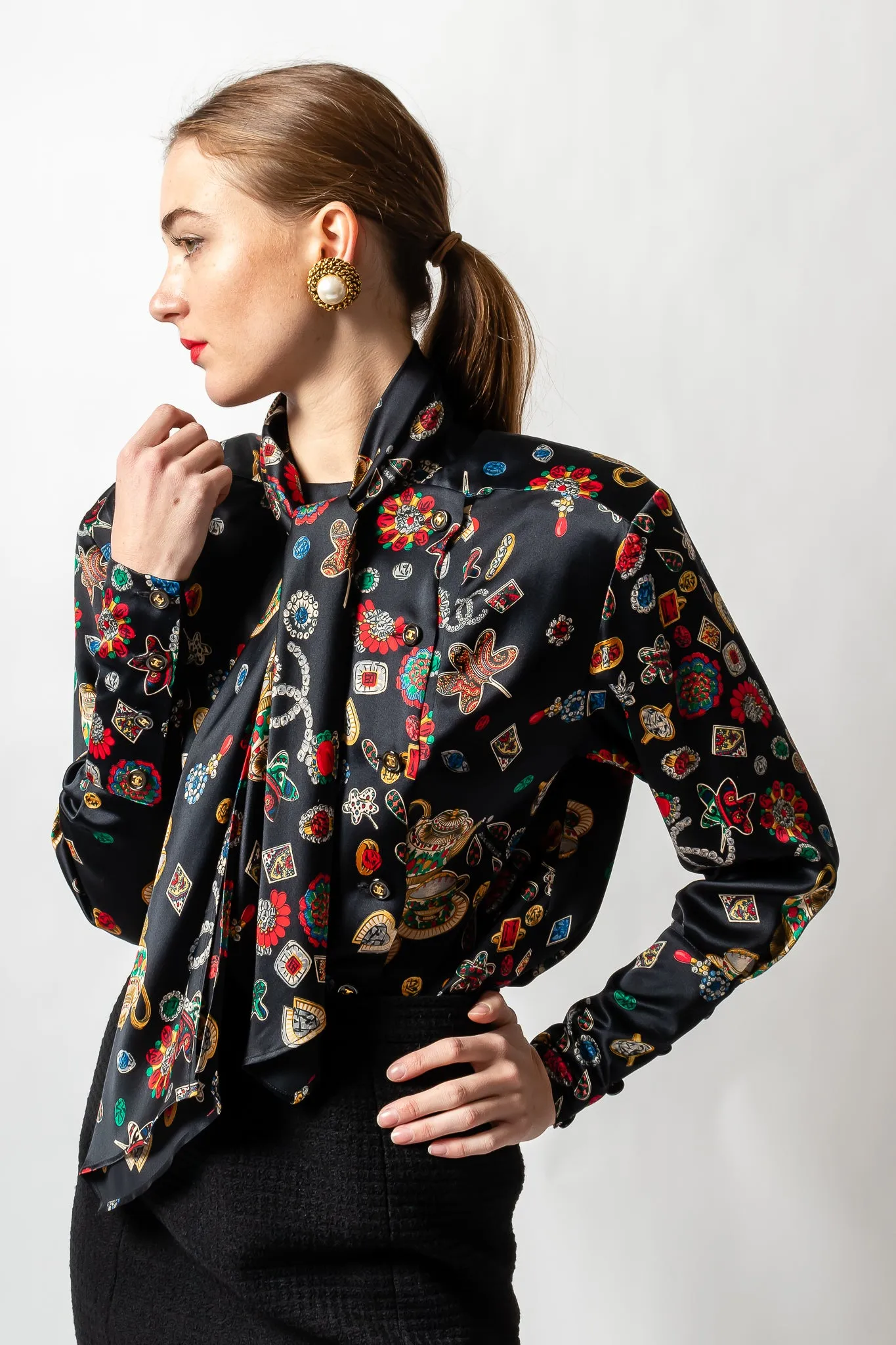 Teatime Jewels Silk Scarf Blouse