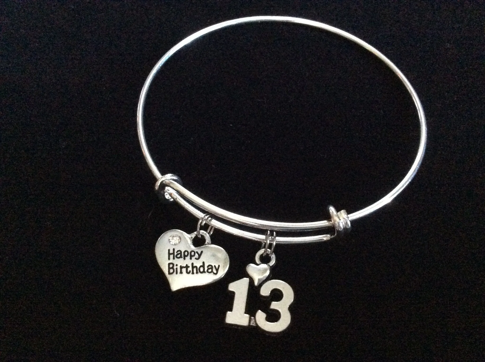 Teenager Happy Birthday 13th Expandable Charm Bracelet Adjustable Bangle Trendy Gift (Other Numbers Available)