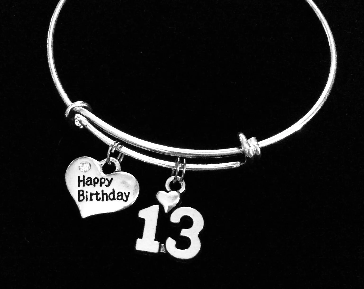 Teenager Happy Birthday 13th Expandable Charm Bracelet Adjustable Bangle Trendy Gift (Other Numbers Available)