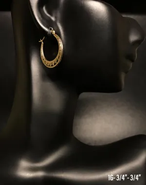 Textured hoop earrings 10K solid gold