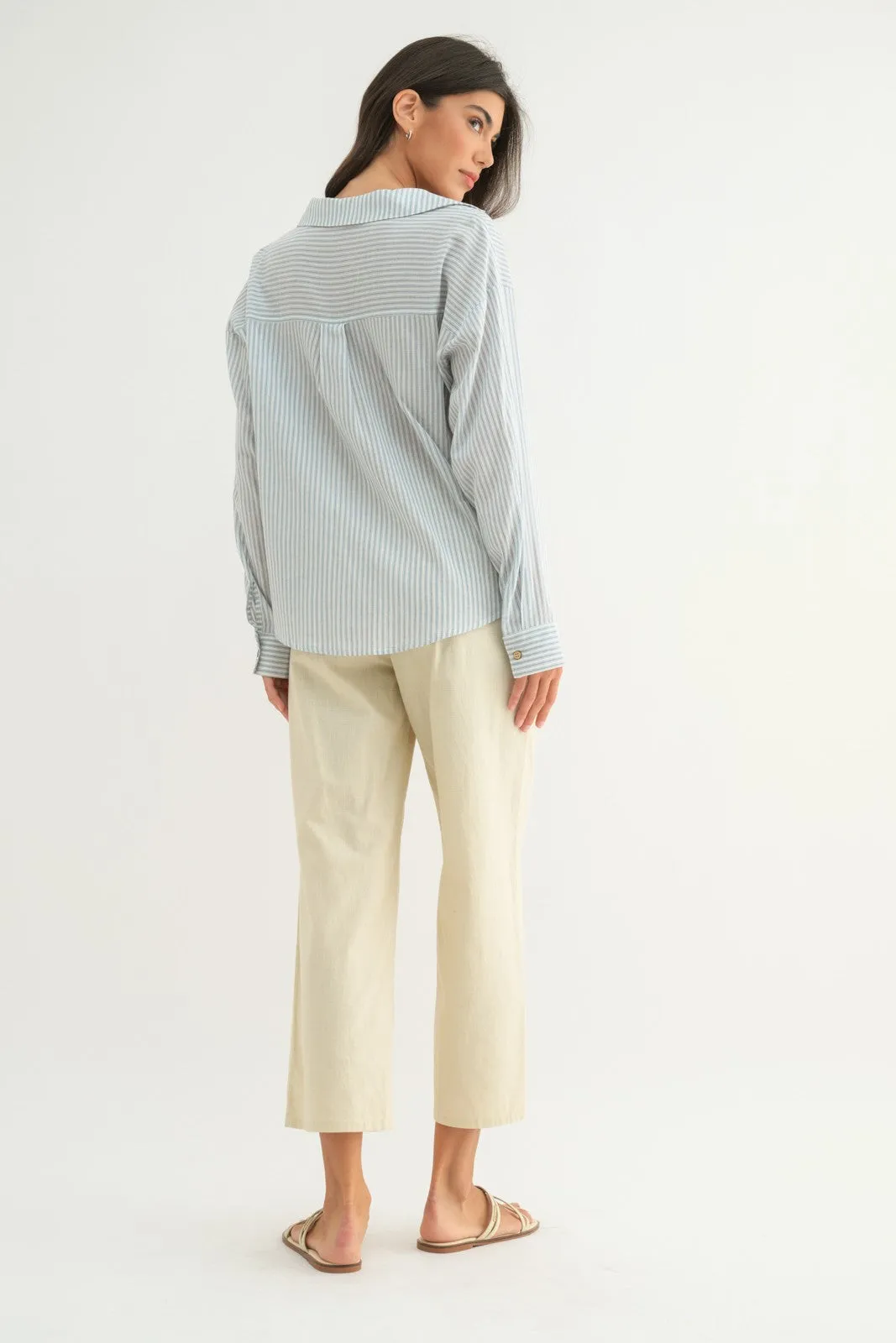 The Wren Twisted Front Striped Blouse