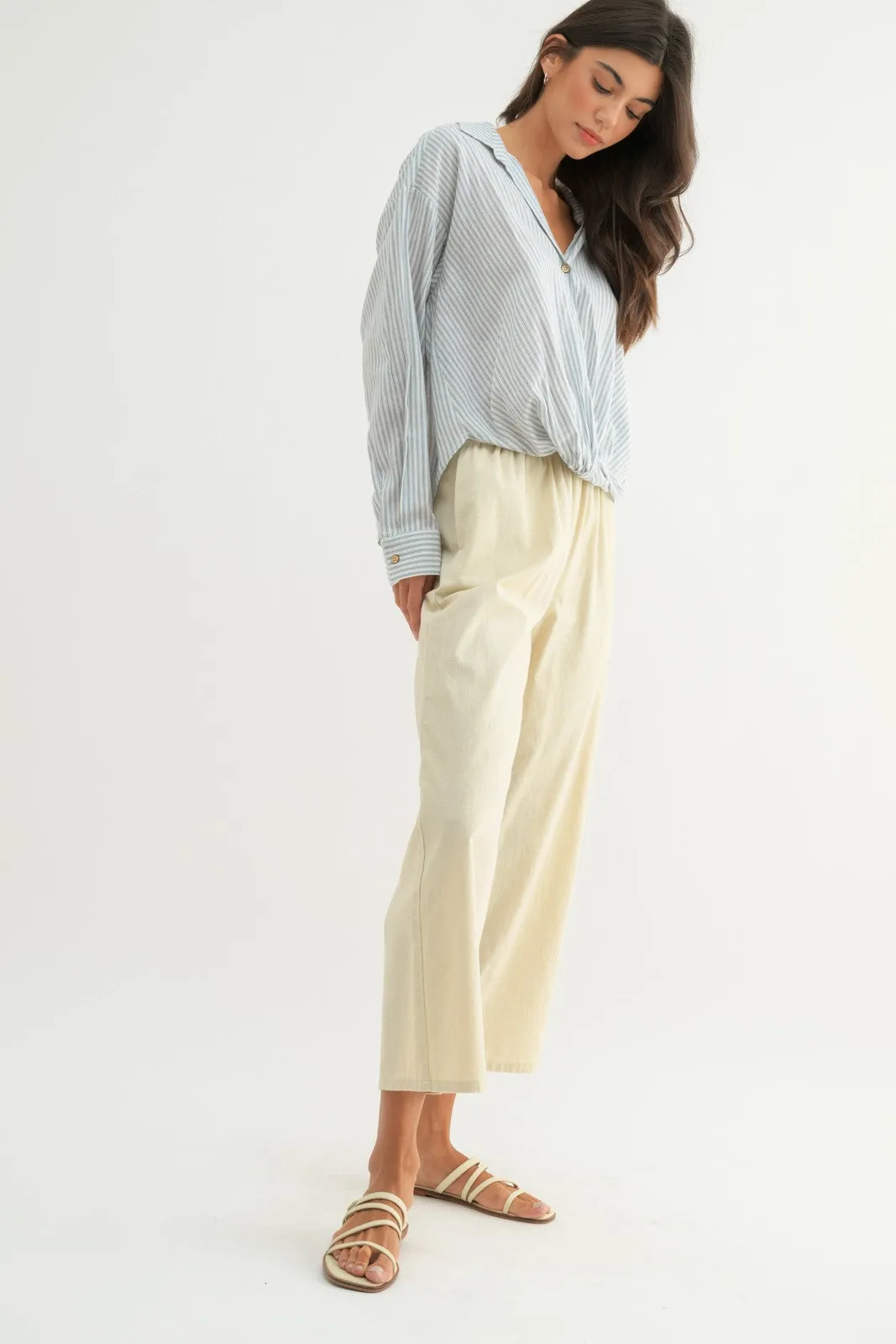 The Wren Twisted Front Striped Blouse