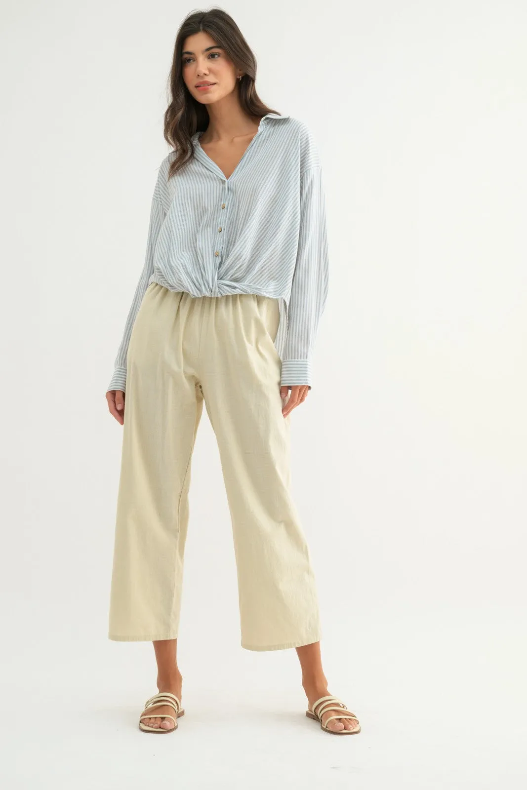 The Wren Twisted Front Striped Blouse