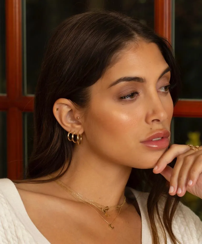 Thin Round Hoop Earring 14K