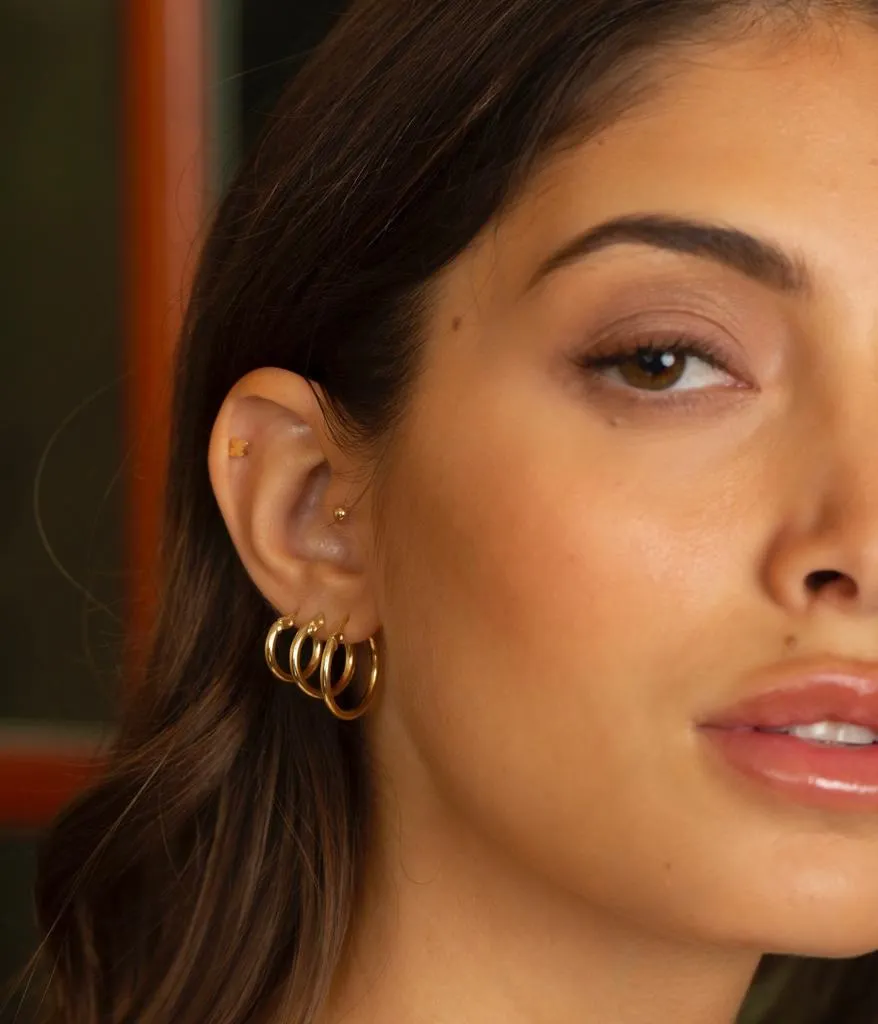 Thin Round Hoop Earring 14K