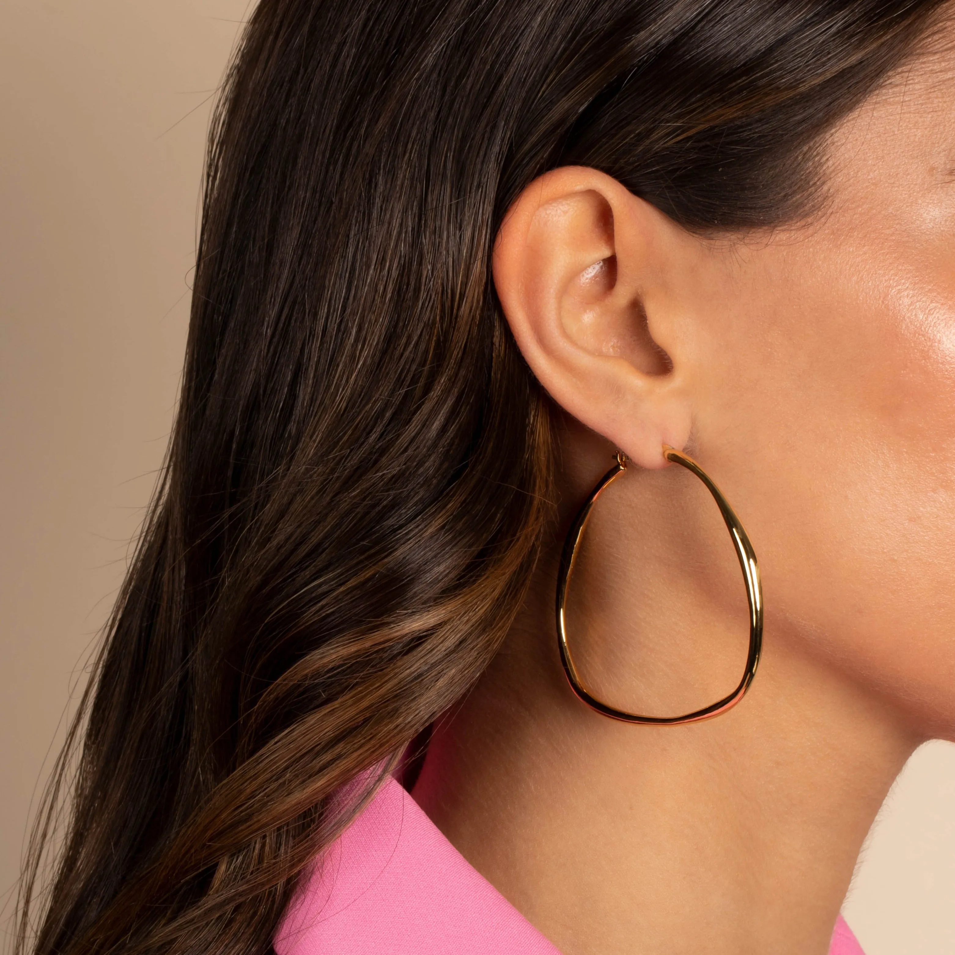 Thin Solid Wavy Open Hoop Earring