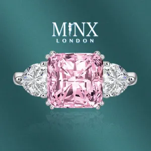 Three Stone Ring | Pink Diamond Ring | Womens Engagement Ring | Engagement Rings | Womens Rings | Emerald Engagement Ring | Baguette Ring