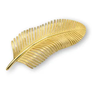 Tiffany and Co. Vintage 18K Yellow Gold Feather Motif Florentine Brooch