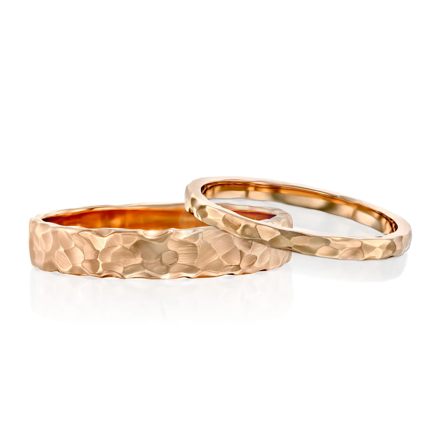 Timber | Hammered Wedding Ring Set