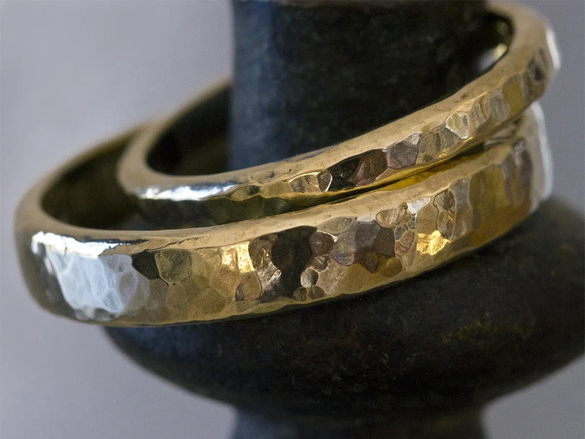 Timber | Hammered Wedding Ring Set