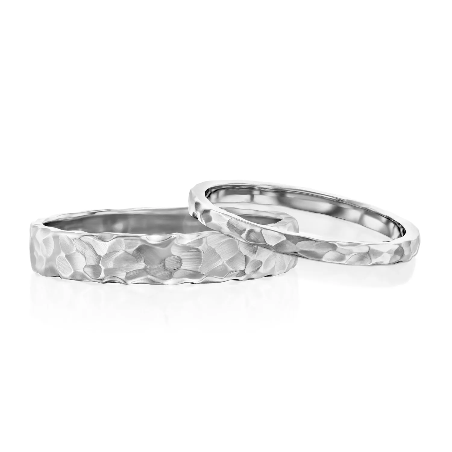 Timber | Hammered Wedding Ring Set