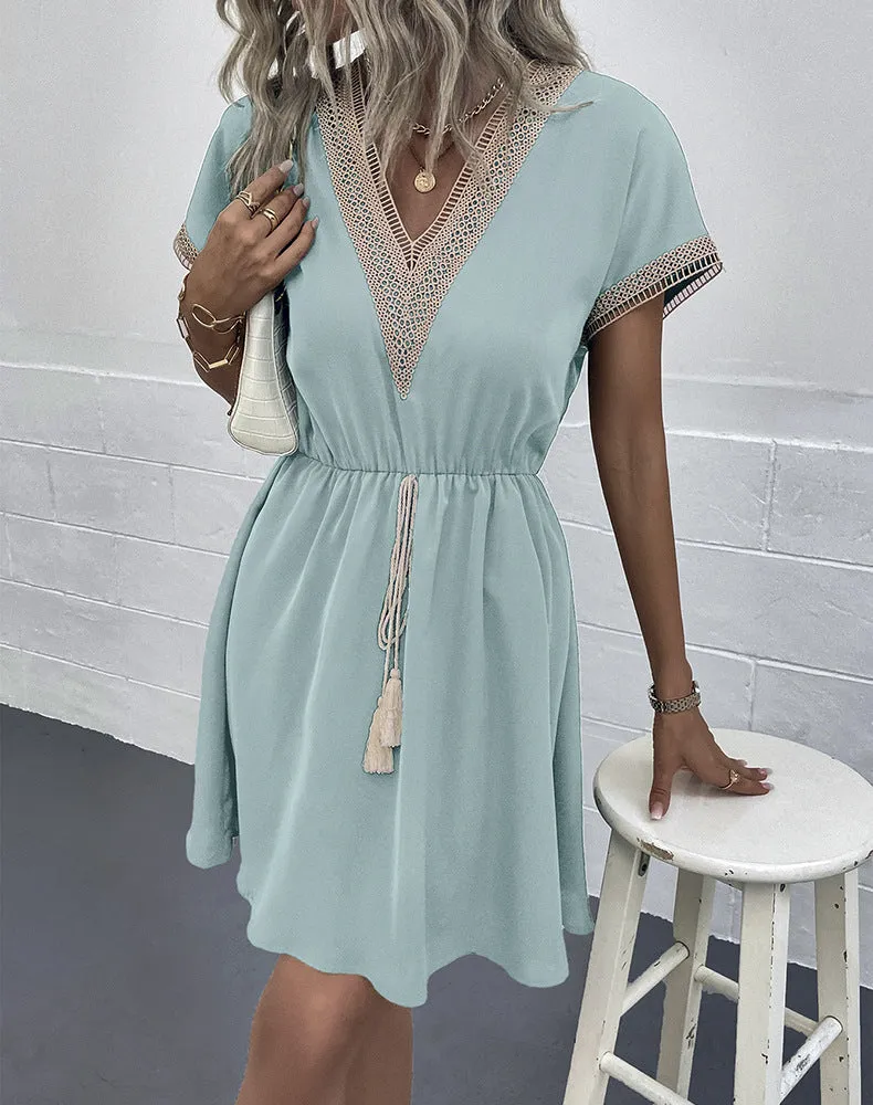 Tina Lace Hollow Out A-line Summer Mini Dress