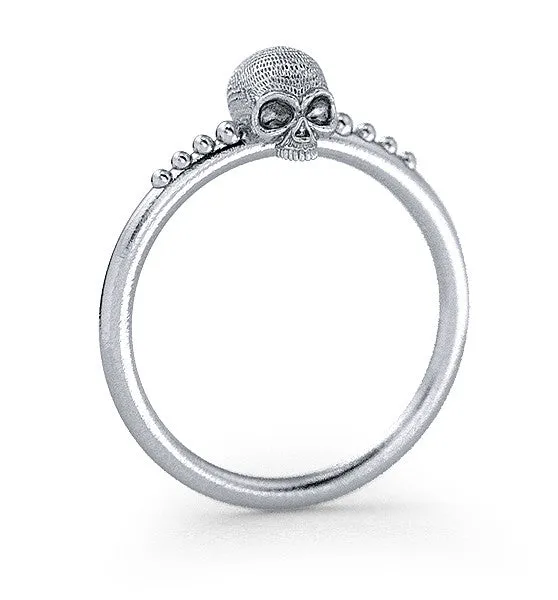 Tiny Daisy Skull Ring
