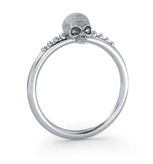 Tiny Daisy Skull Ring