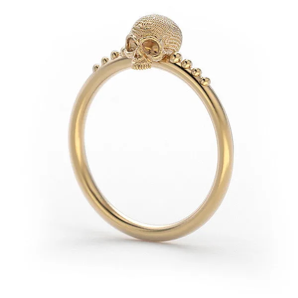 Tiny Daisy Skull Ring