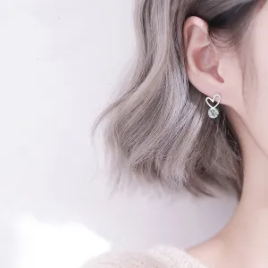 Tiny Heart Drop Stud Earrings-ECZ025