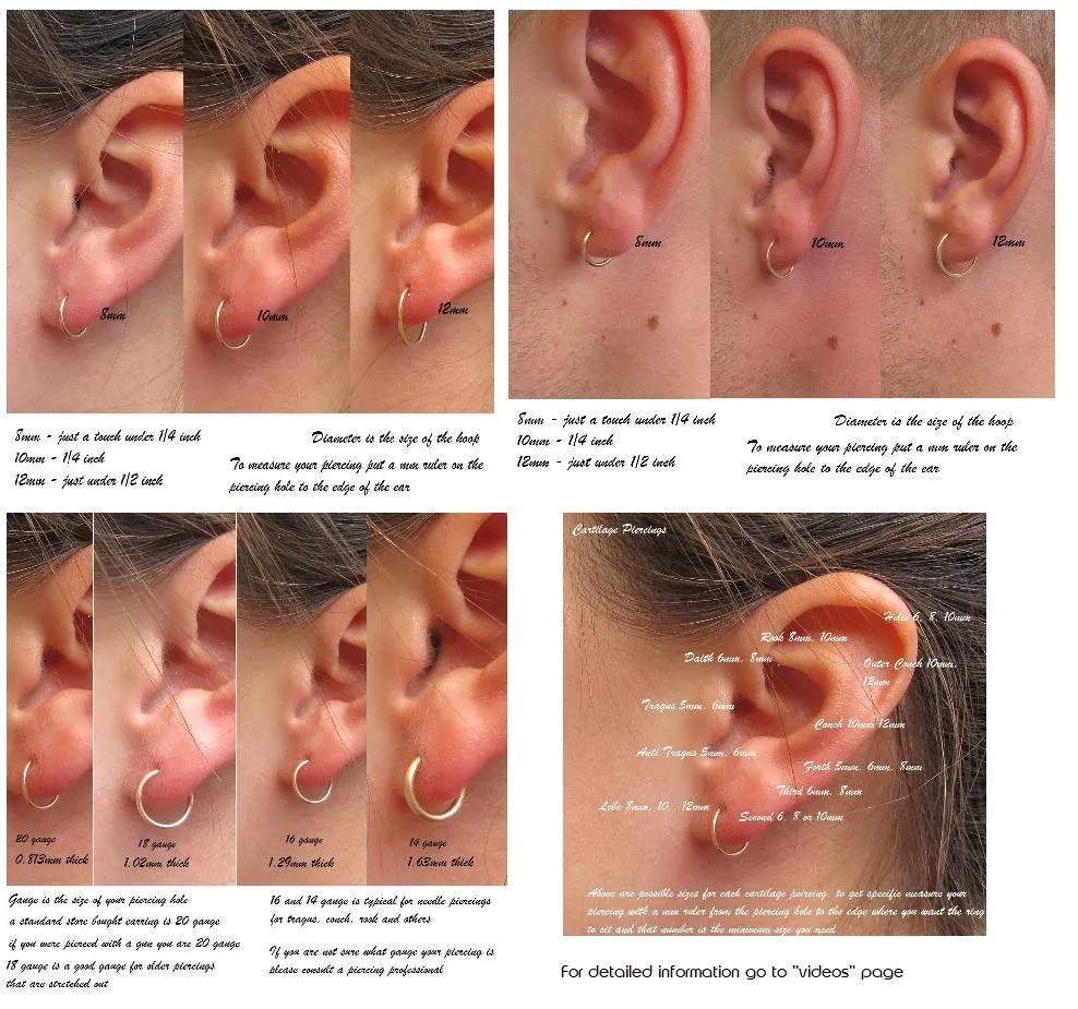 Tiny Hoop Earring Flat - Choose Your Diameter, Gauge, Metal, Hoops For Men & Women
