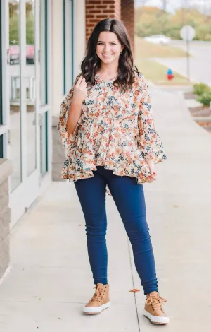To Give Thanks Floral Blouse
