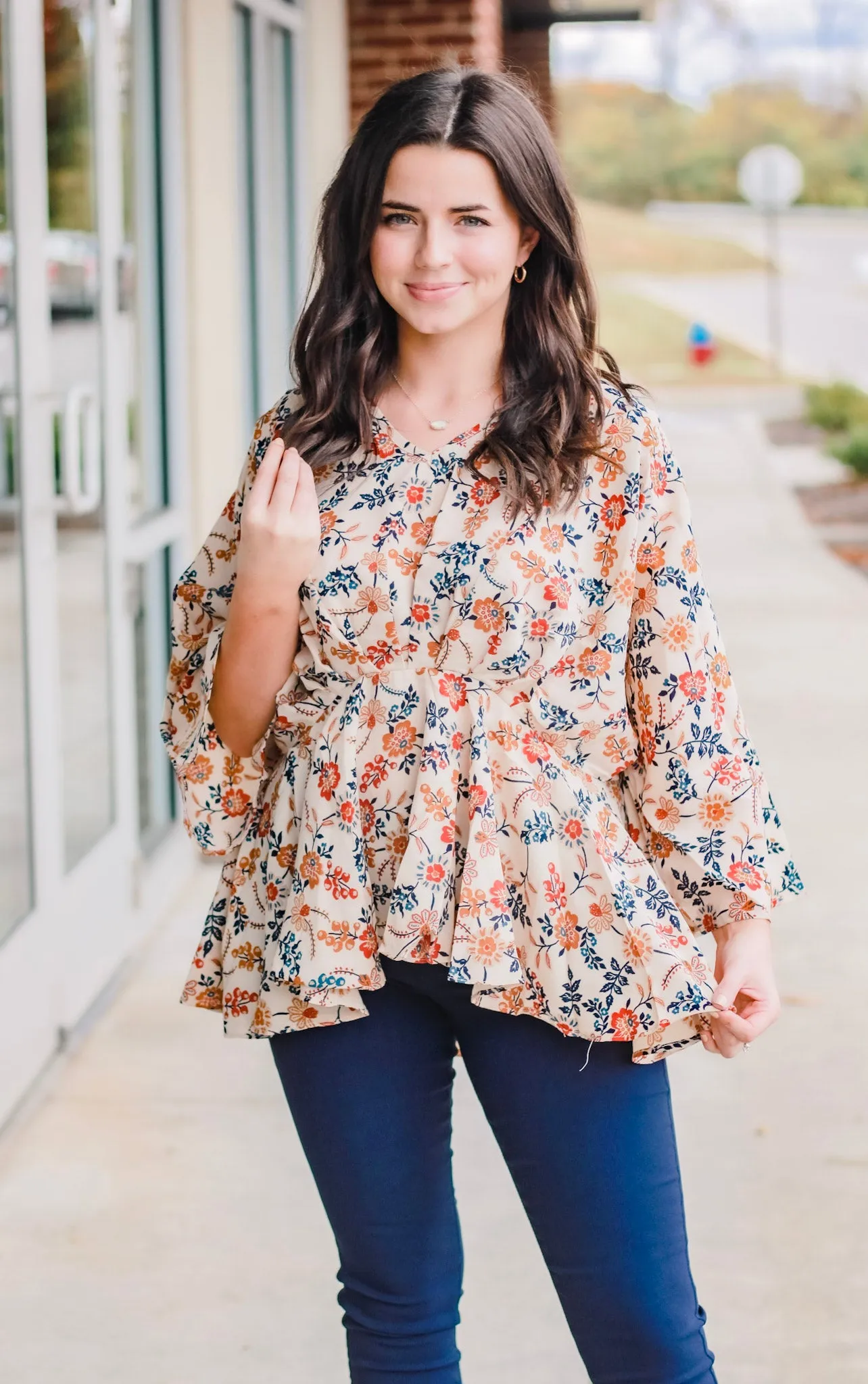 To Give Thanks Floral Blouse
