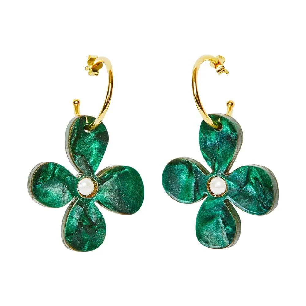 TooLally Daisy Hoop Earrings - Emerald